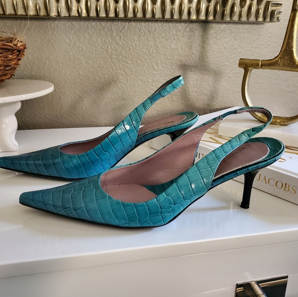 Kenneth Cole Mock Croc Slingbacks